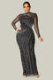 BJN GALA MESH RHINESTONES MAXI DRESS - BLACK